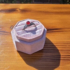Elegant Red Stone Silver Ring